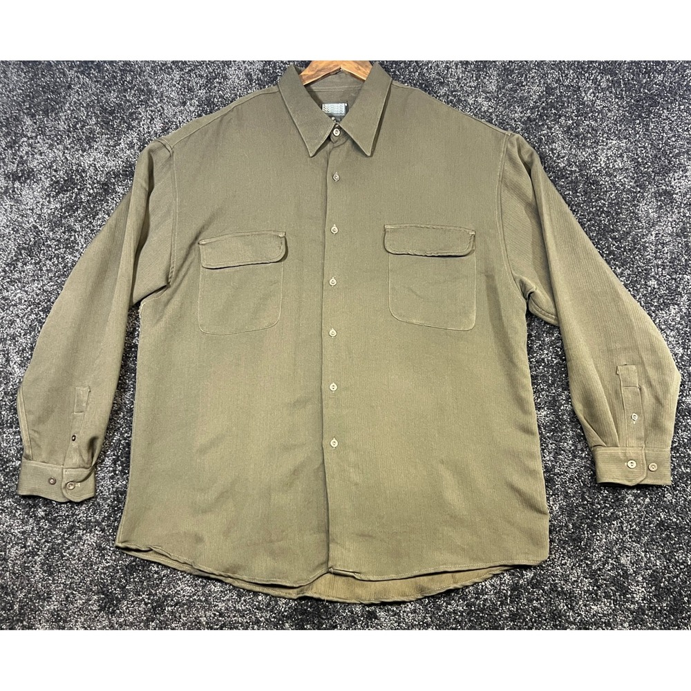 NWT Vintage Knightsbridge Mens‎ XL Shirt Long Sleeve Button Down Olive Green